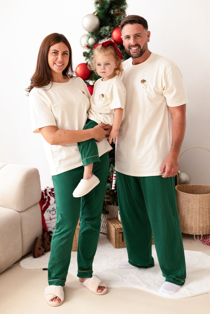 Festive Green Children's T-shirt & PJ Set - Elf Initial (embroidery)