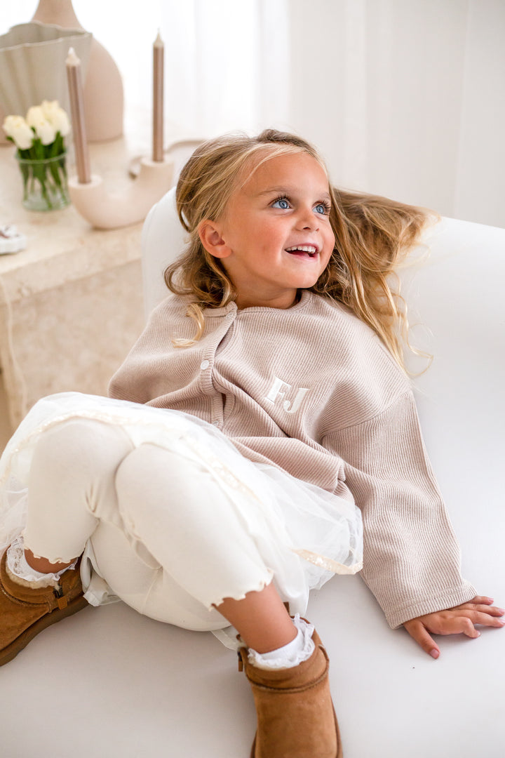 Beige Soft Autumn Cardigan - Embroidered