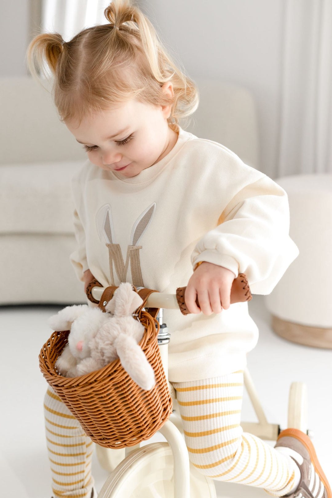Bunny Initial Oversized Fleece Sweatshirt - Embroidery