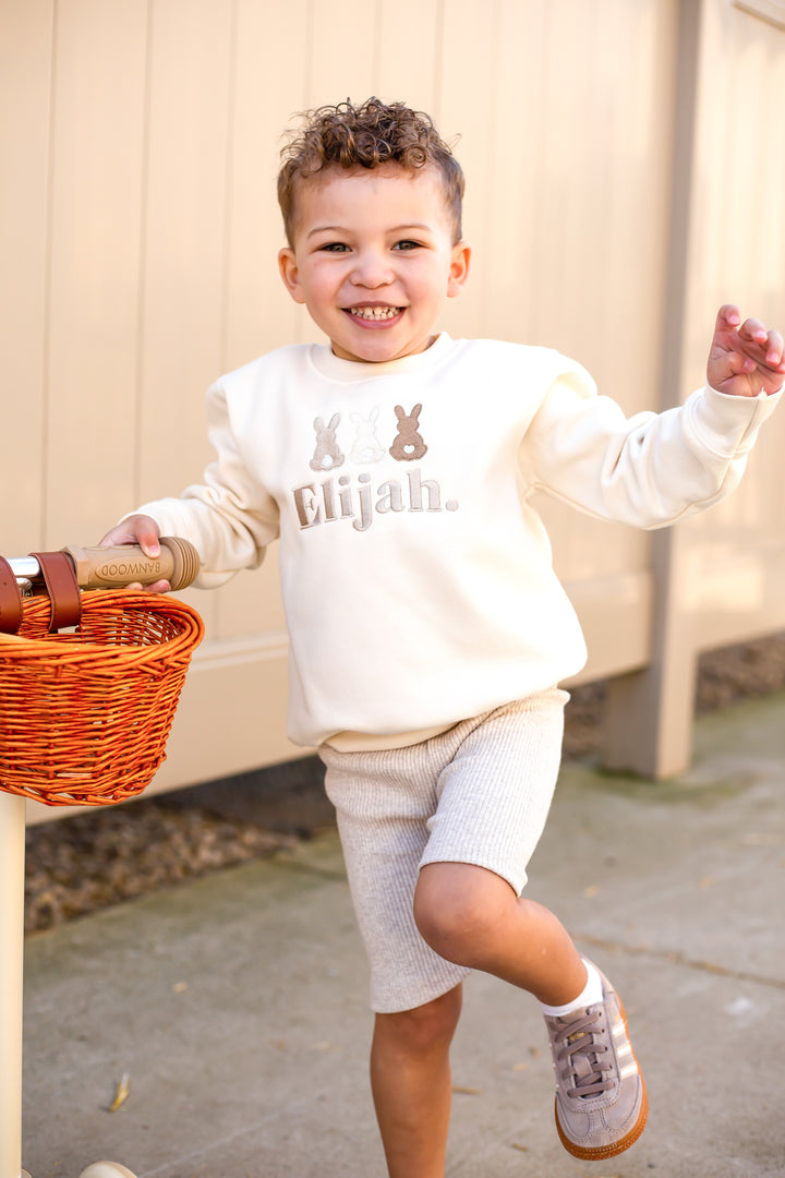 Three Bunny Name Sweatshirt - Embroidered