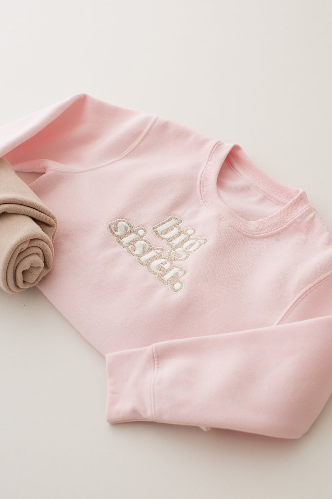 Pastel Pink Sibling Classic Sweatshirt - Bubble Embroidery