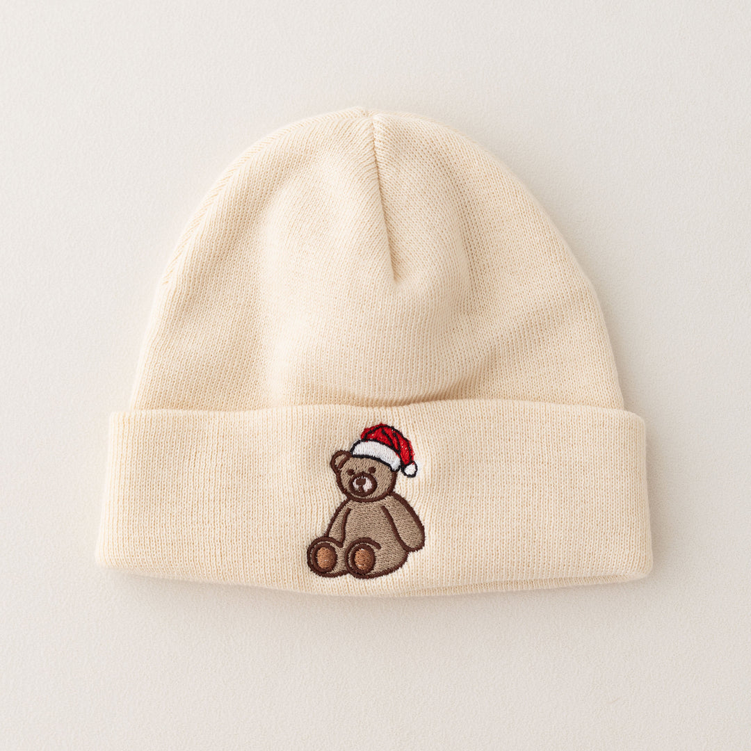 Vanilla Christmas bear Beanie - embroidered