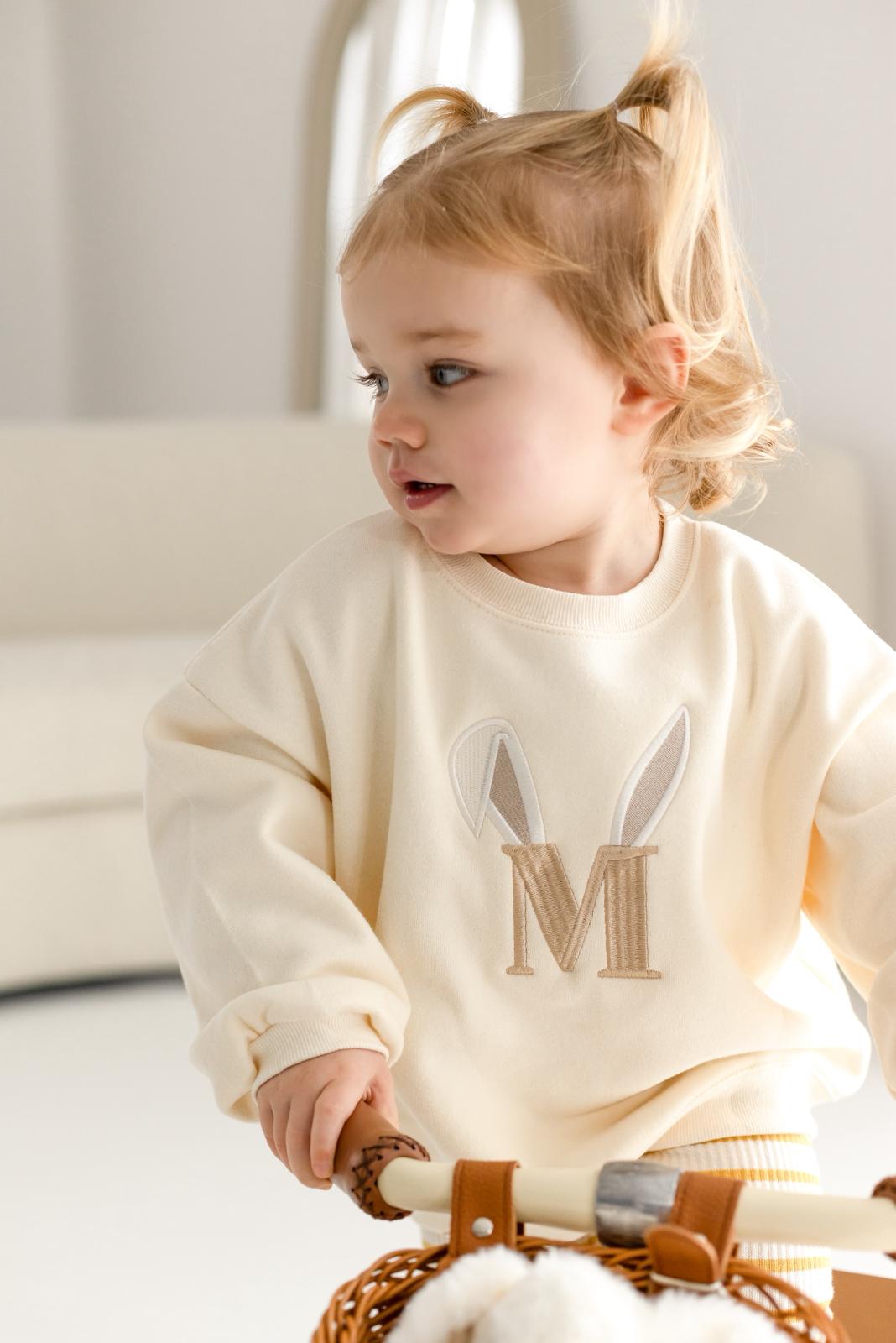 Bunny Initial Oversized Fleece Sweatshirt - Embroidery