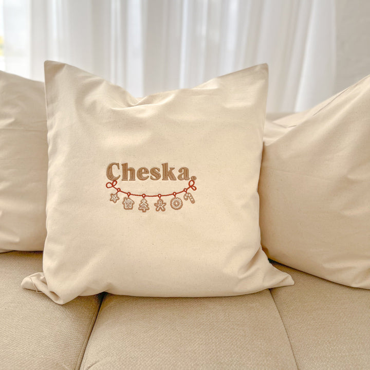 Name Garland Cushion Cover - Embroidered