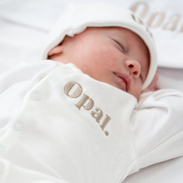 Classic Popper Romper + Hat Set - Embroidered