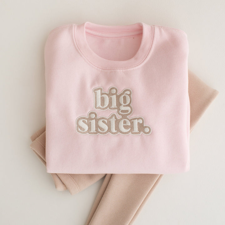 Pastel Pink Sibling Classic Sweatshirt - Bubble Embroidery