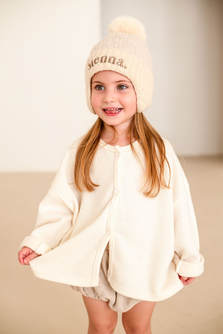 Cream Soft Cardigan - Embroidered