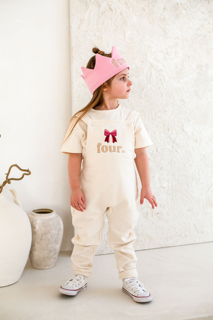 Bow Birthday Dungarees - Embroidered