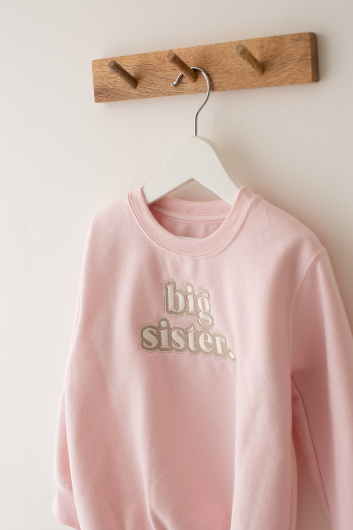 Pastel Pink Sibling Classic Sweatshirt - Bubble Embroidery