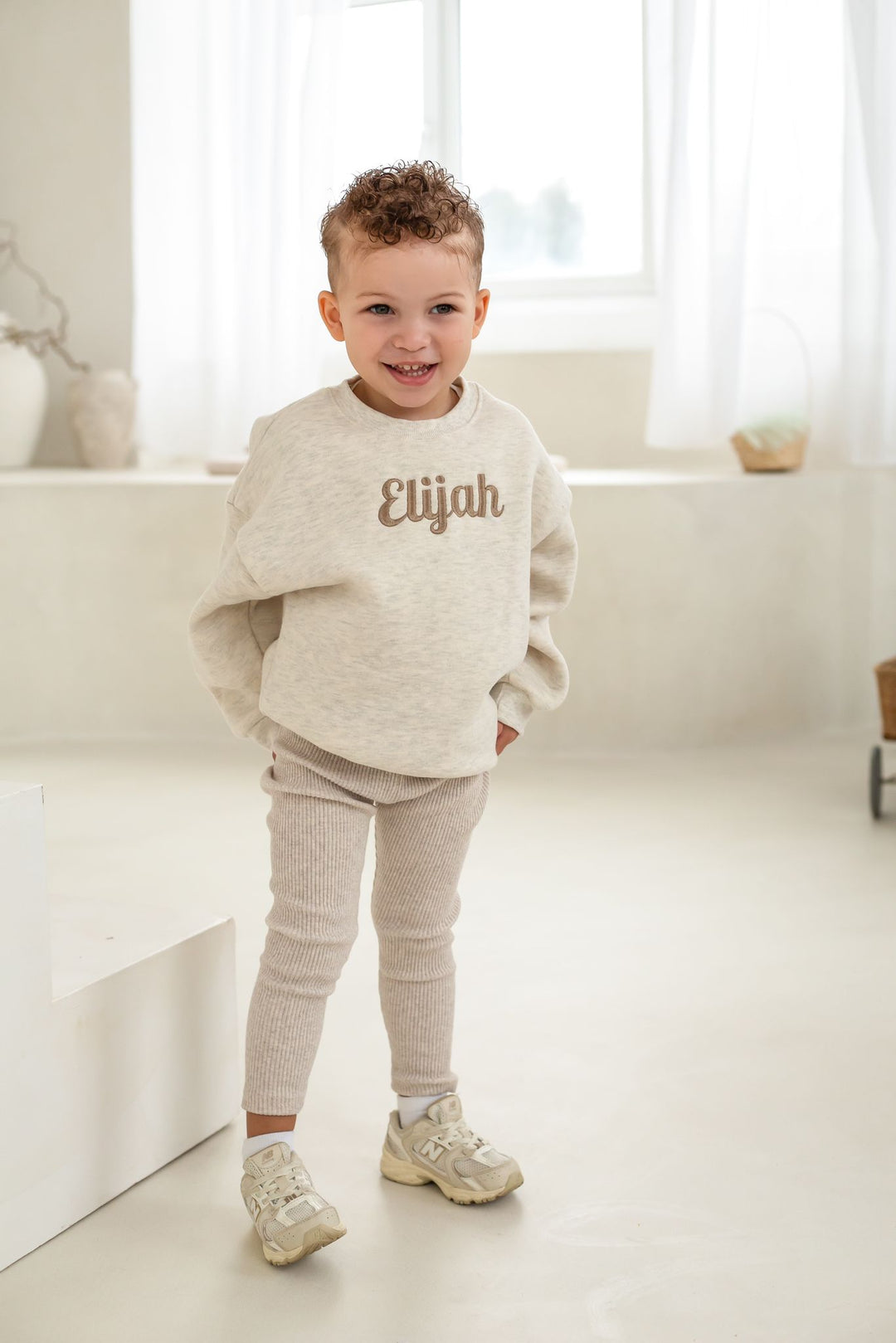 Oatmilk Oversized Sweatshirt - Italic Embroidery