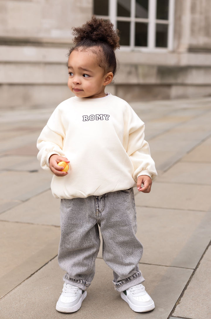 Kids Bucket List Vanilla Oversized Fleece Sweatshirt - Print Design