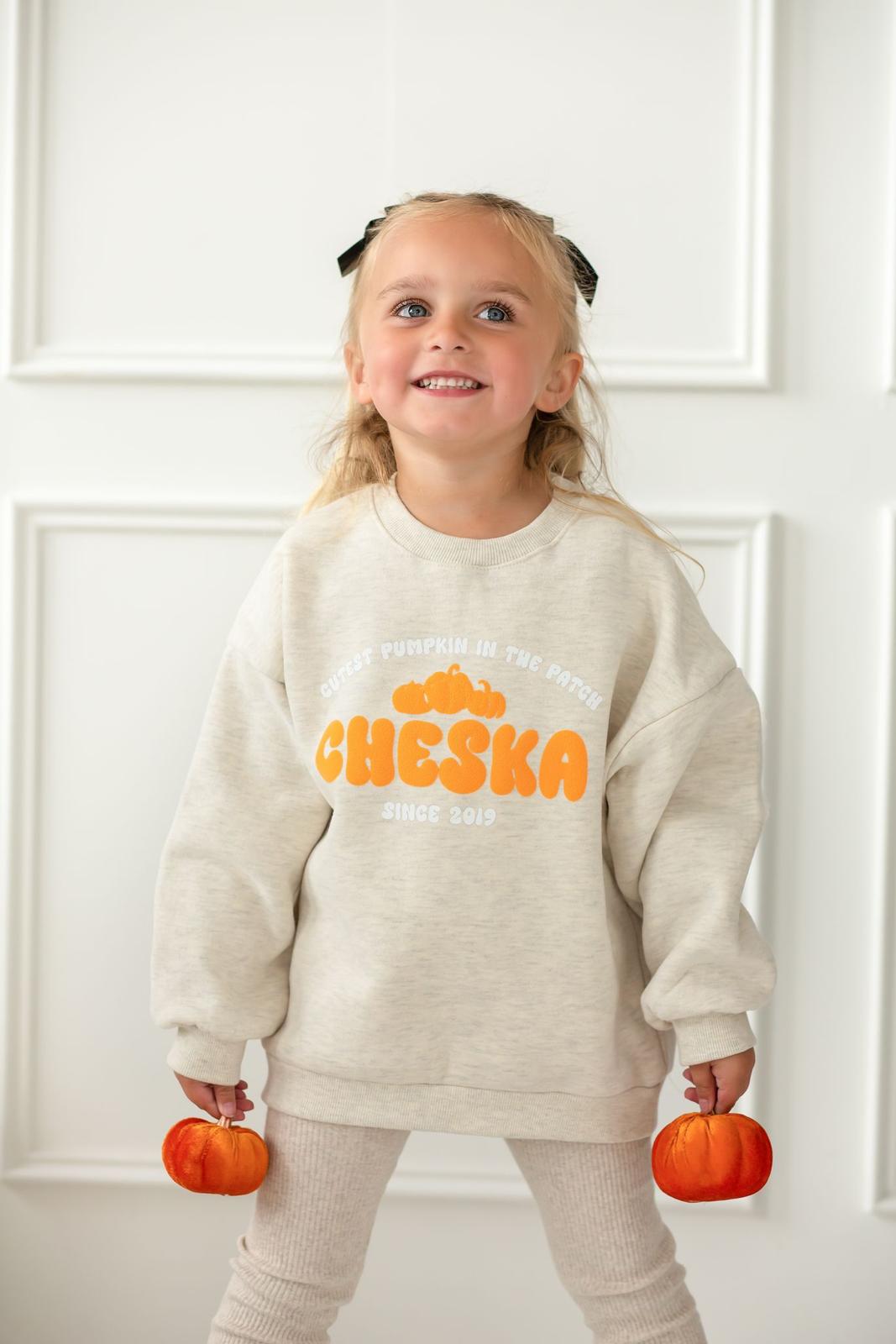 Pumpkin Oatmilk Oversized Sweatshirt - bubble print