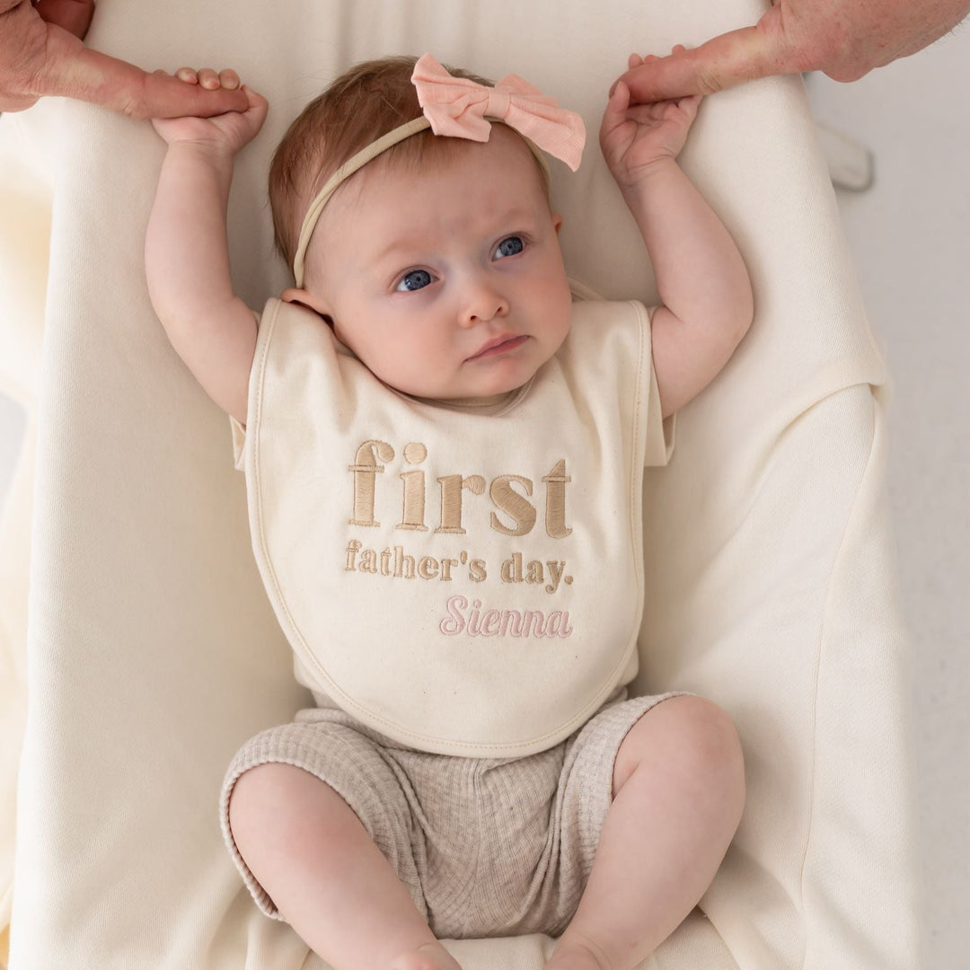 First Father's Day Bib - Name Embroidered