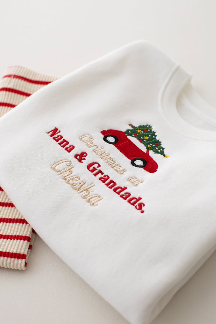 Christmas Car at Personalised Sweatshirt- Embroidered