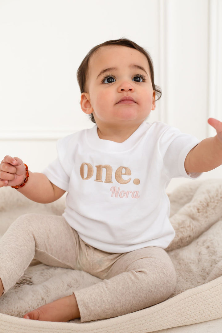 Name &  Age classic Tshirt - Embroidered