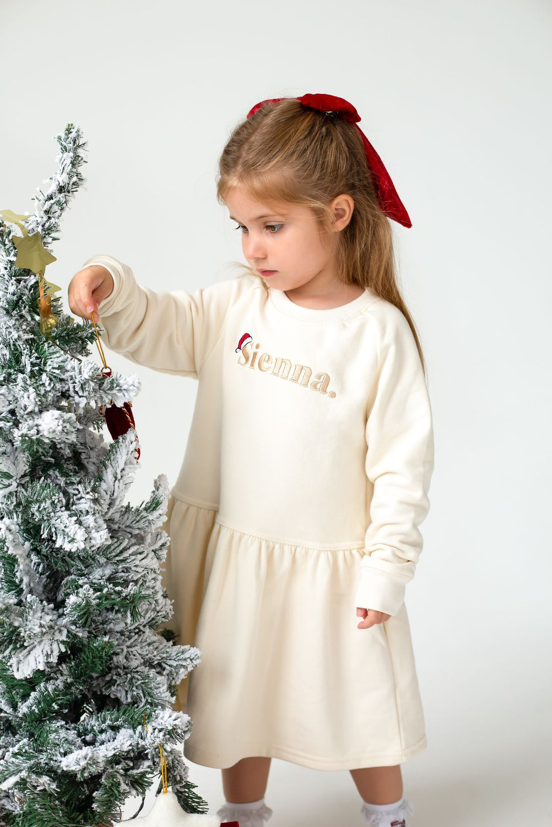 Name Santa Hat Sweatshirt Dress - Embroidered