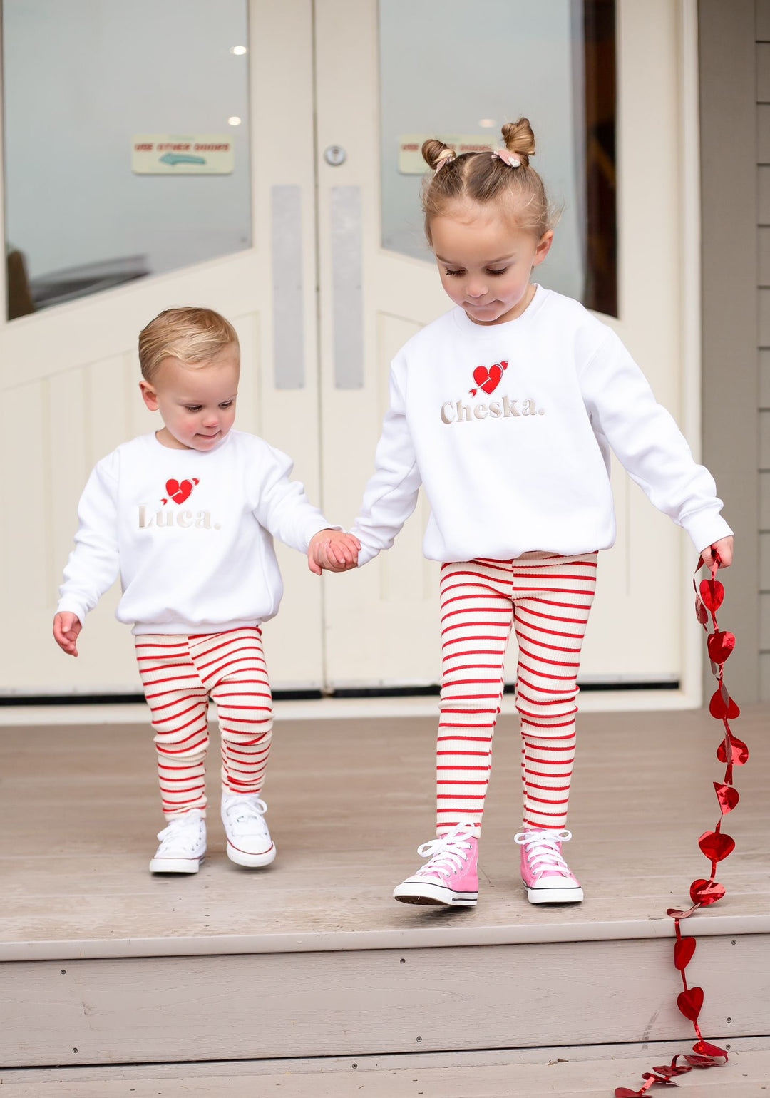 Red striped Ribbed Leggings