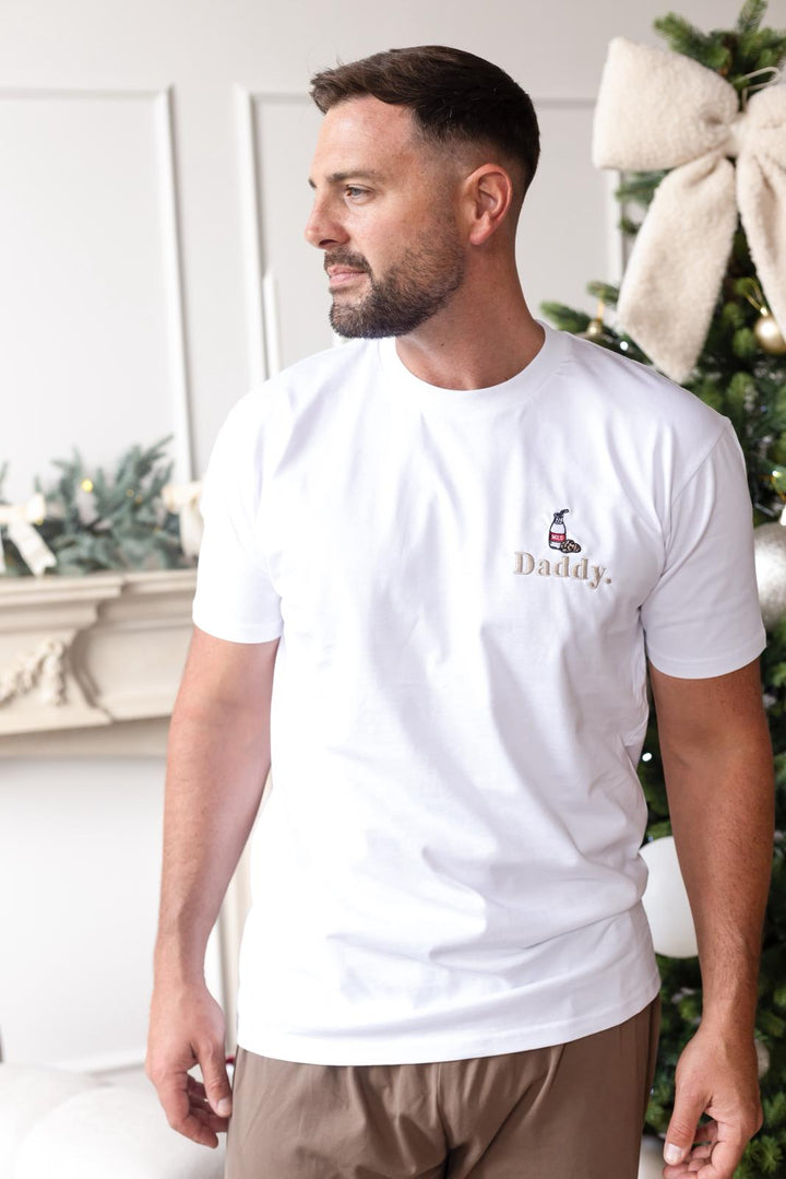 Mens Family Cookies Two Piece Set - Cappuccino with white trim - Embroidered