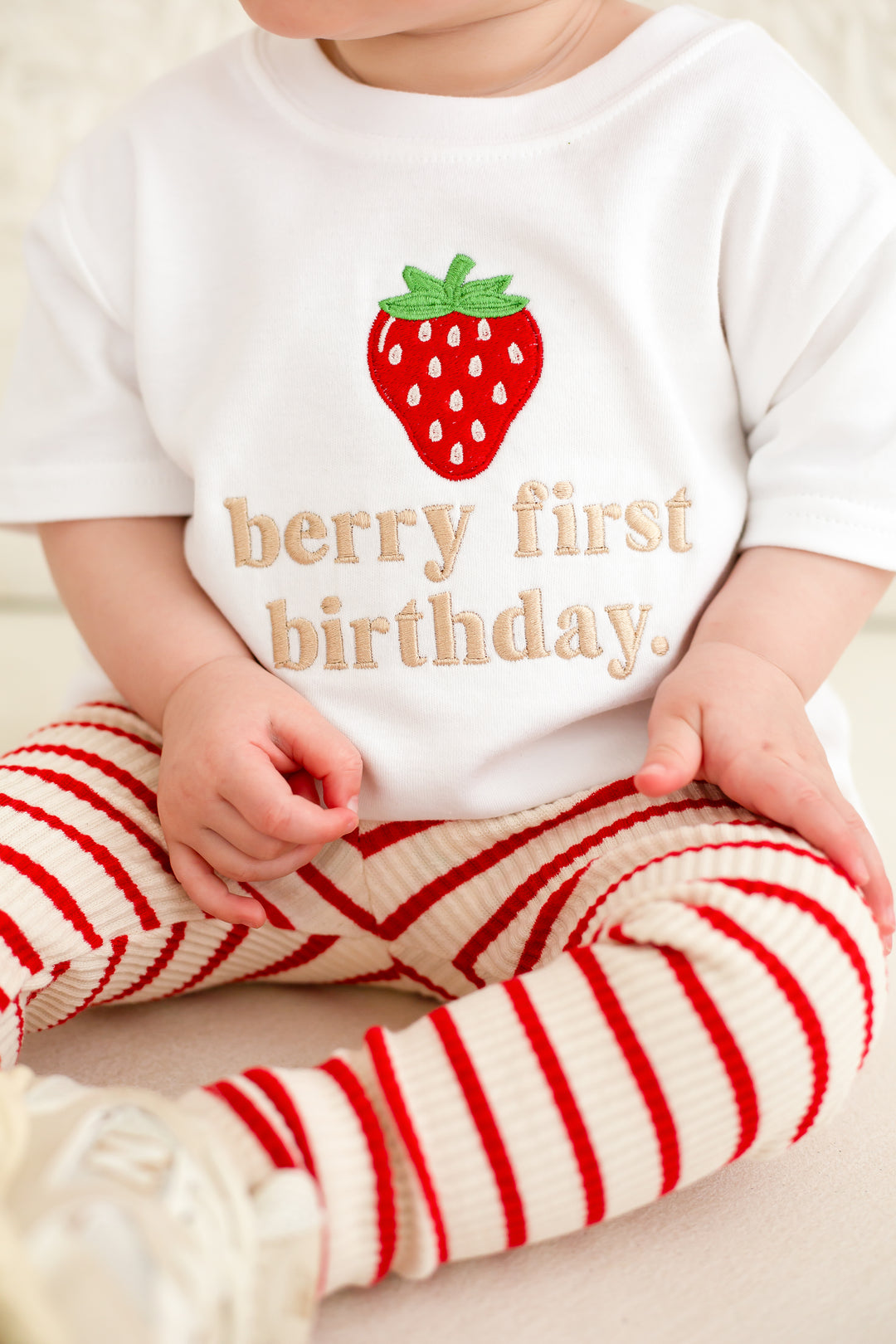 Berry First Birthday Tshirt - Embroidered Classic