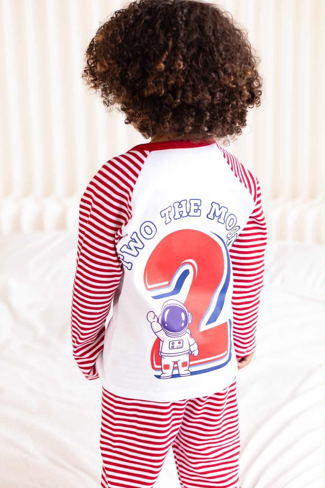 Space Theme Birthday Stripe Pyjama Set - Print
