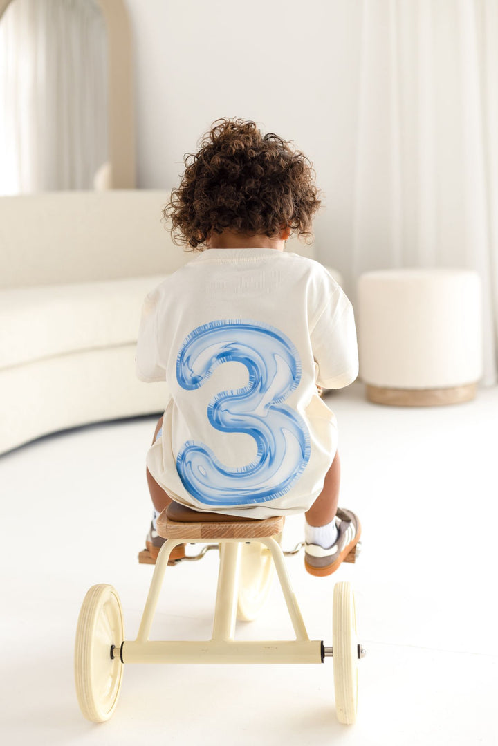 Balloon Birthday Tshirt Blue & Pink - Print