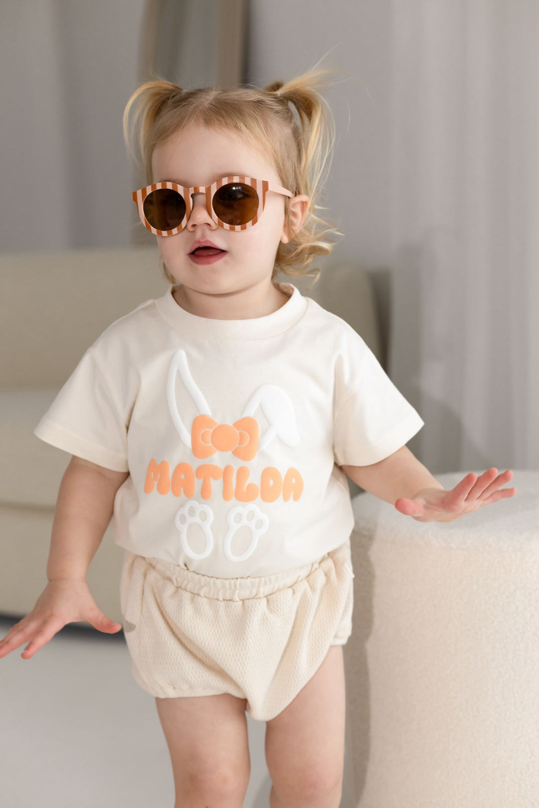 Bunny Name Tshirt - Bubble Print
