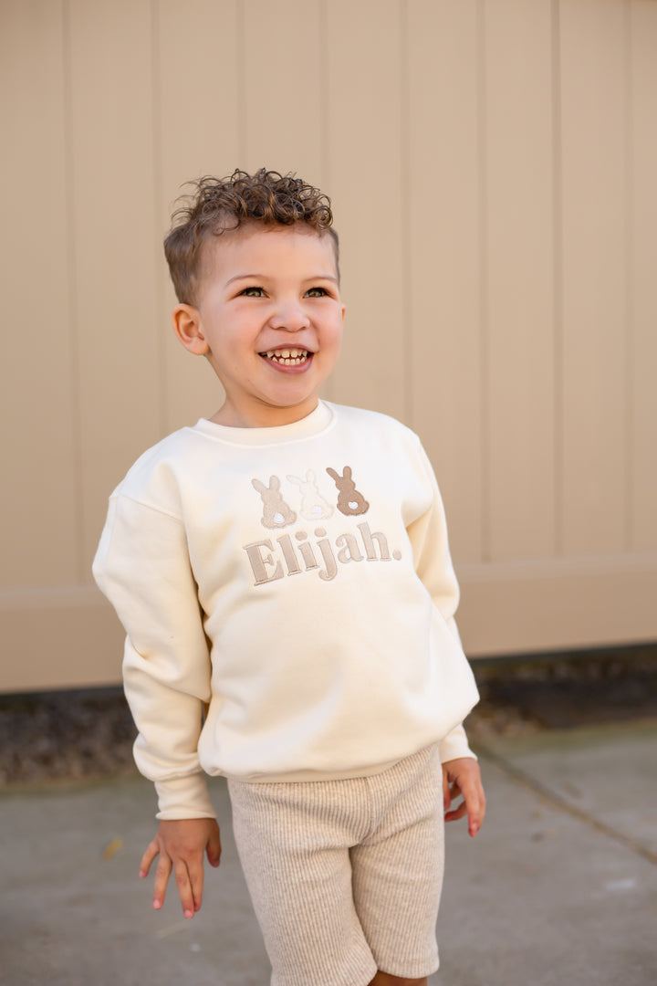 Three Bunny Name Sweatshirt - Embroidered