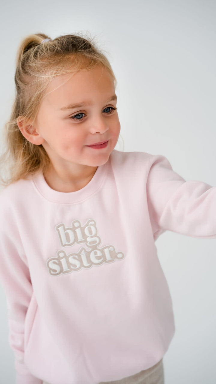 Pastel Pink Sibling Classic Sweatshirt - Bubble Embroidery