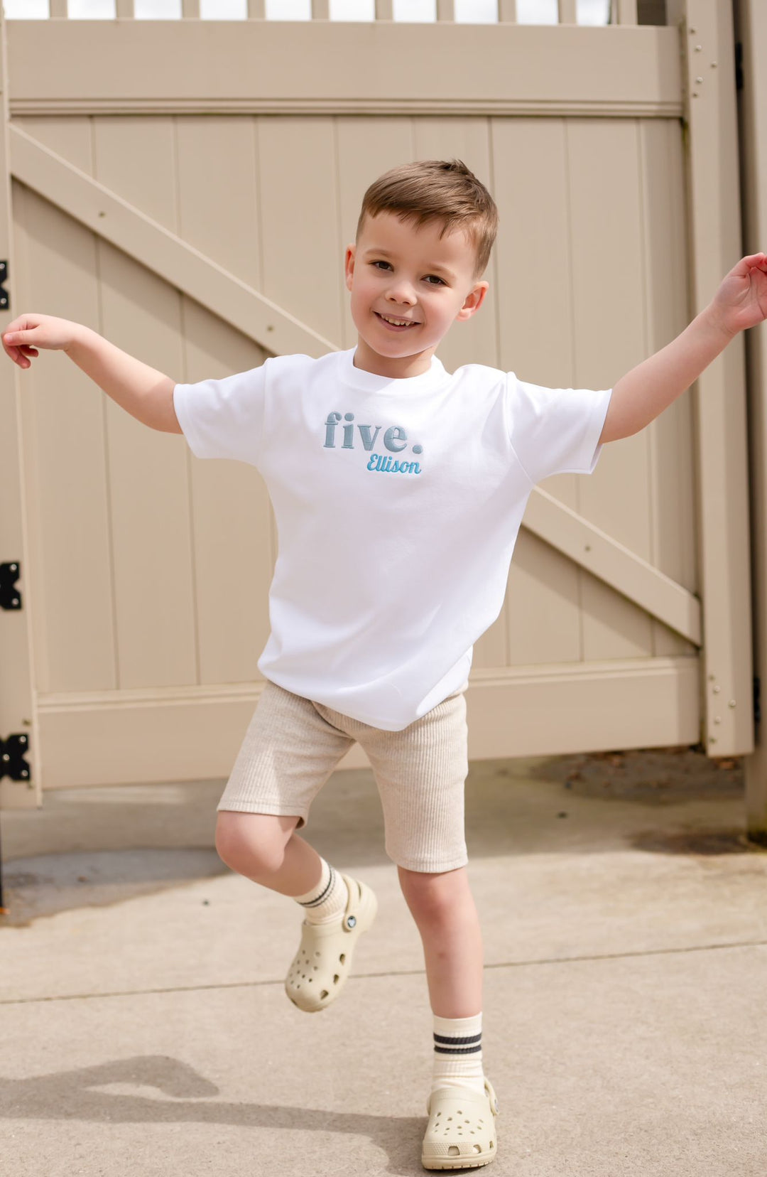 Name &  Age classic Tshirt - Embroidered