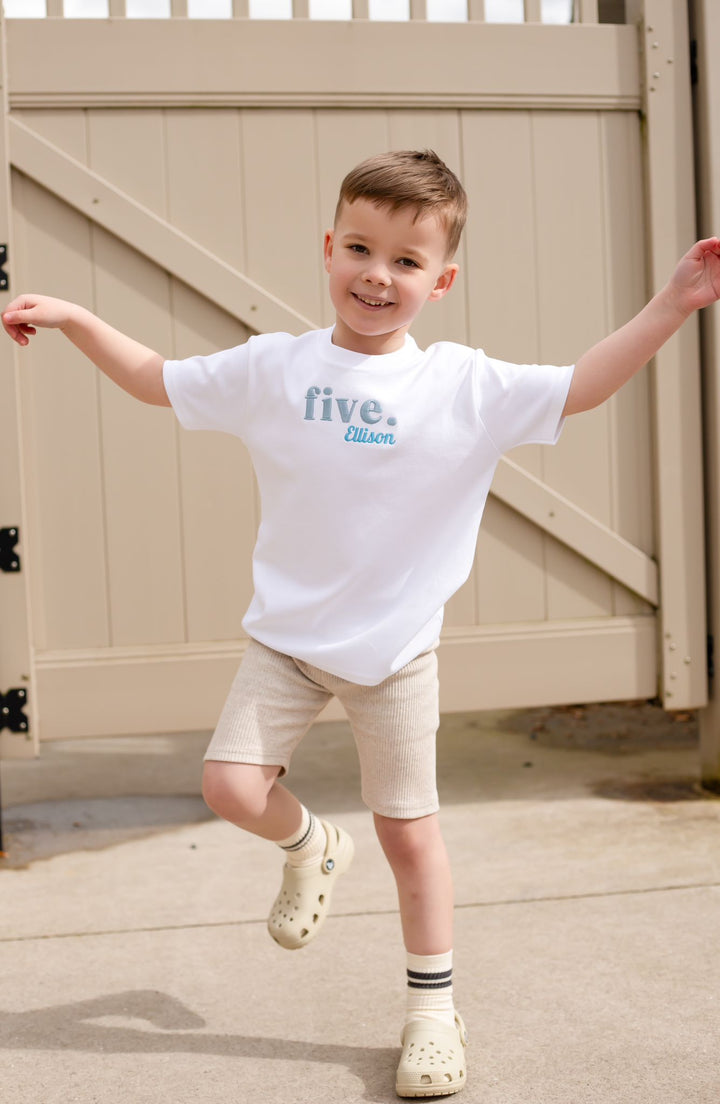 Name &  Age classic Tshirt - Embroidered