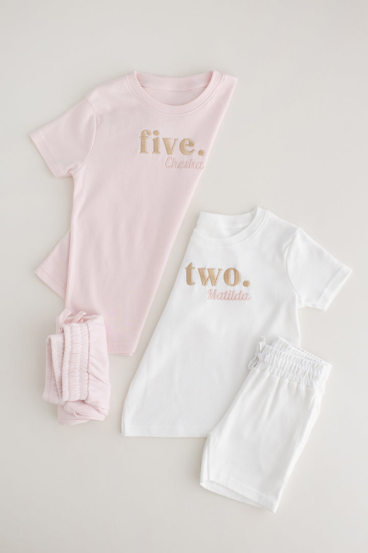 Birthday Short set - Embroidered