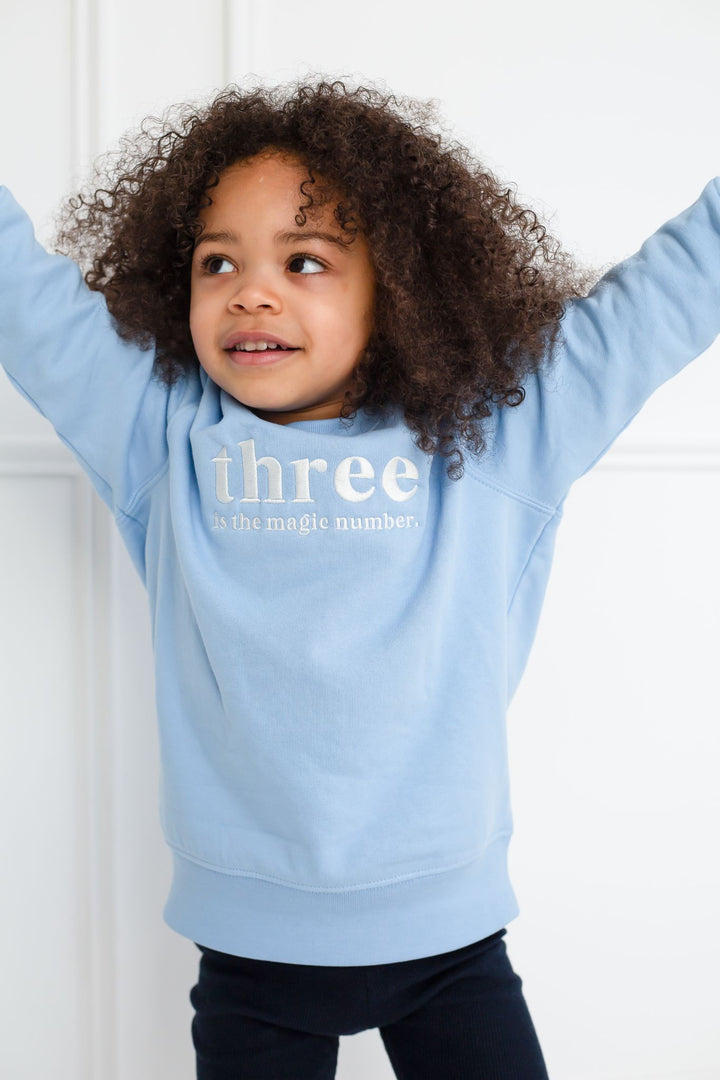 three magic number signature sweatshirt - embroidery