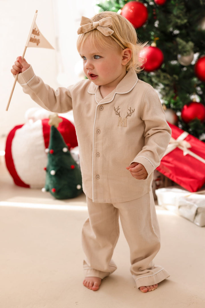 Antler Initial Button up Set - Embroidered