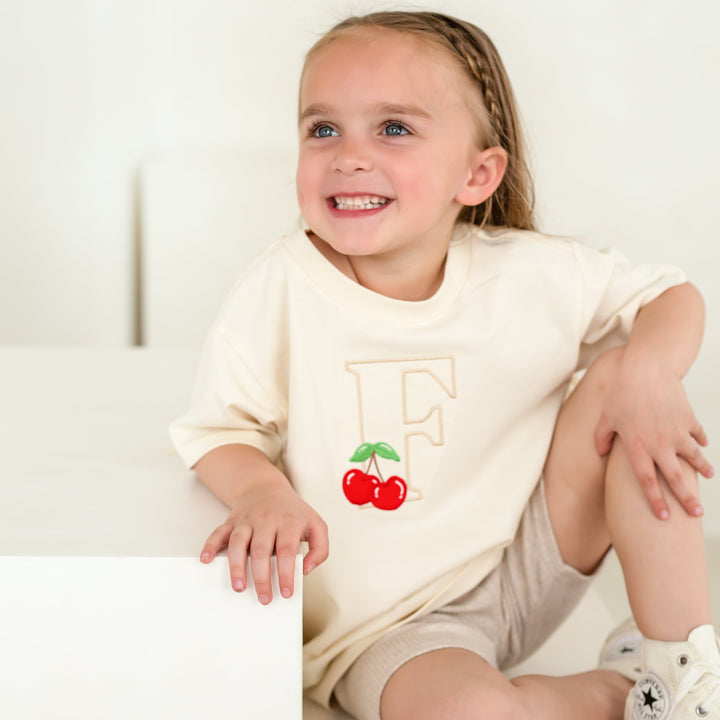 Initial Cherry Tshirt - Embroidered