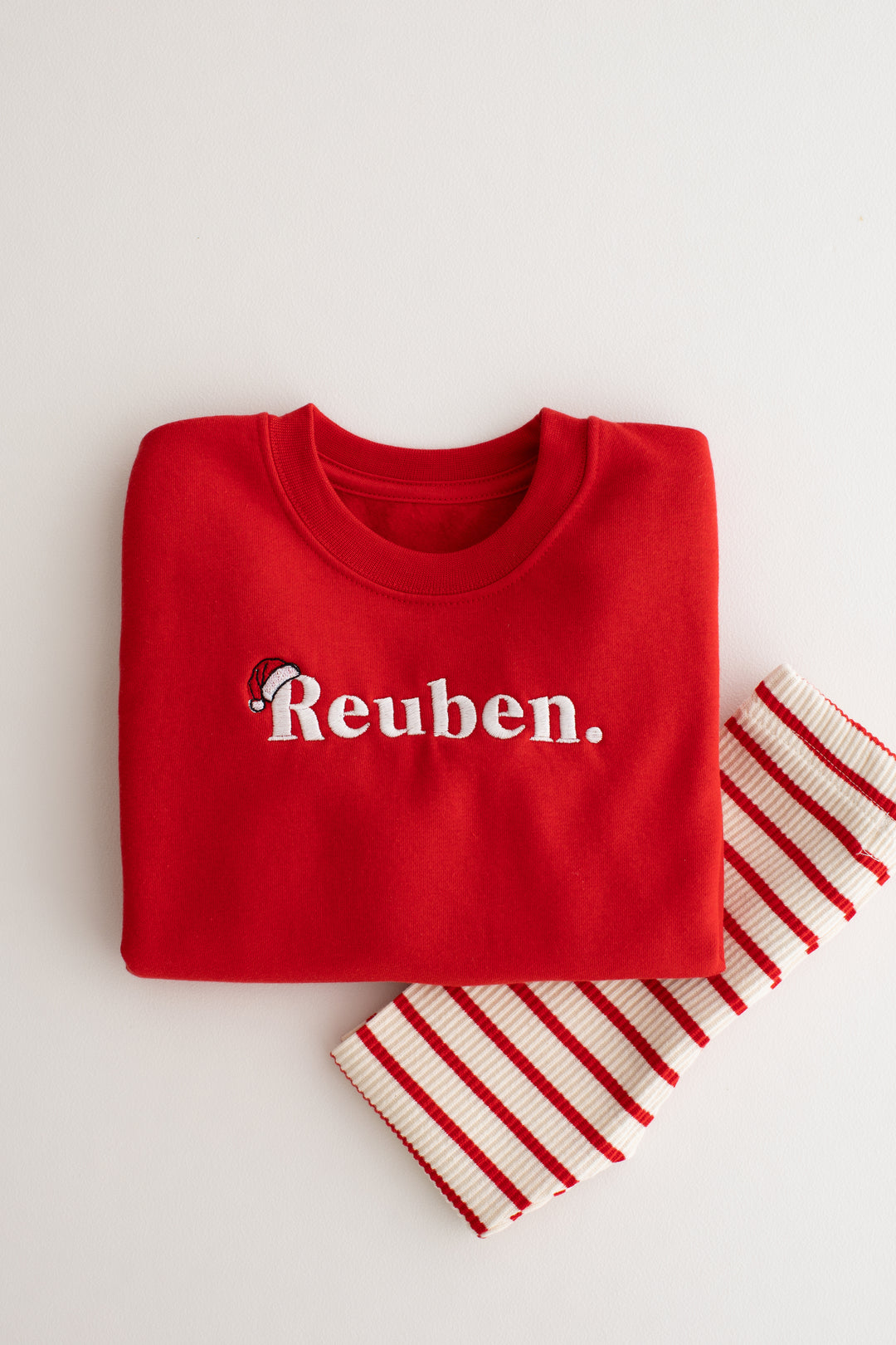 Red Name Santa Classic Sweatshirt - Embroidered