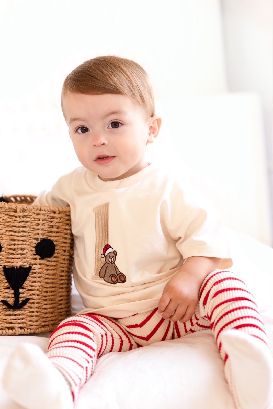 Christmas Bear Birthday Tshirt - Embroidered