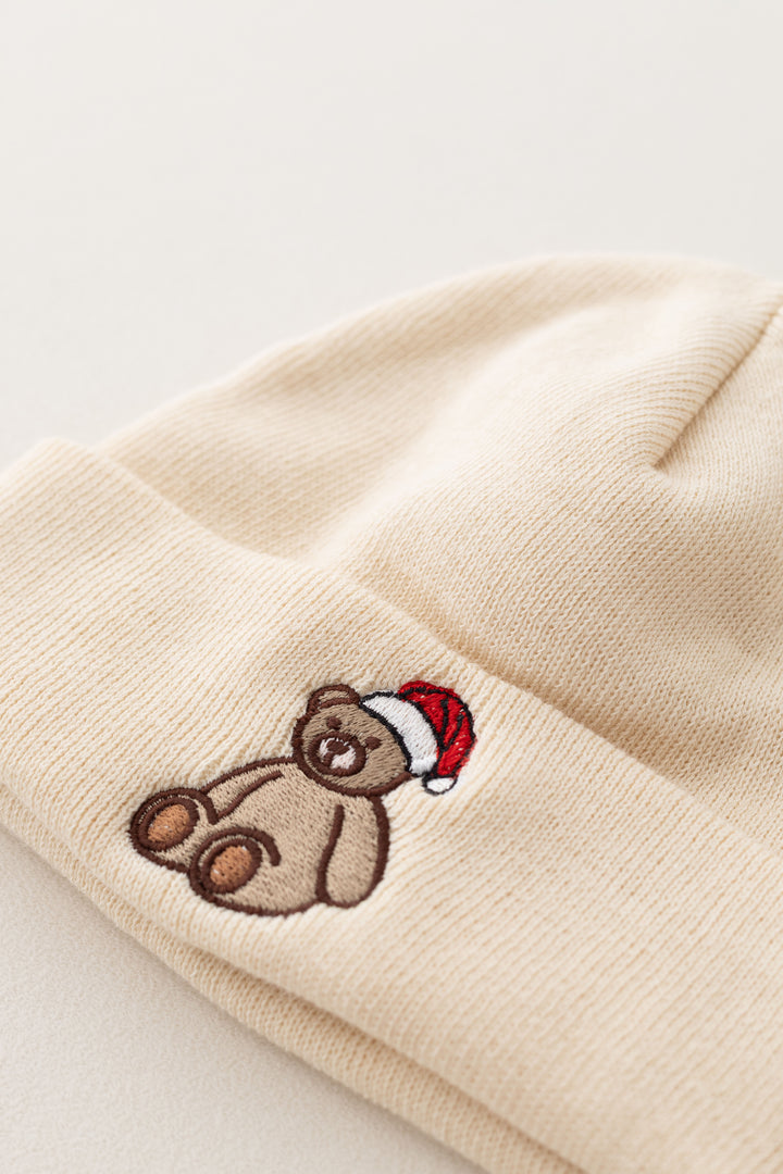 Vanilla Christmas bear Beanie - embroidered