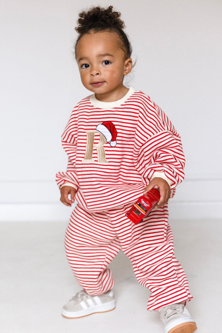 Oversized Santas Hat Stripe Fleece Tracksuit - Embroidered
