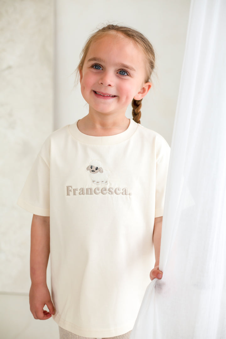 Sheep Name Premium Tshirt - Embroidered