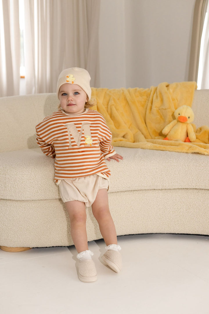 Duck Stripe Fleece Oversized Sweatshirt - Embroidered