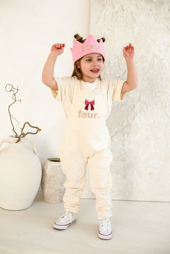 Bow Birthday Dungarees - Embroidered