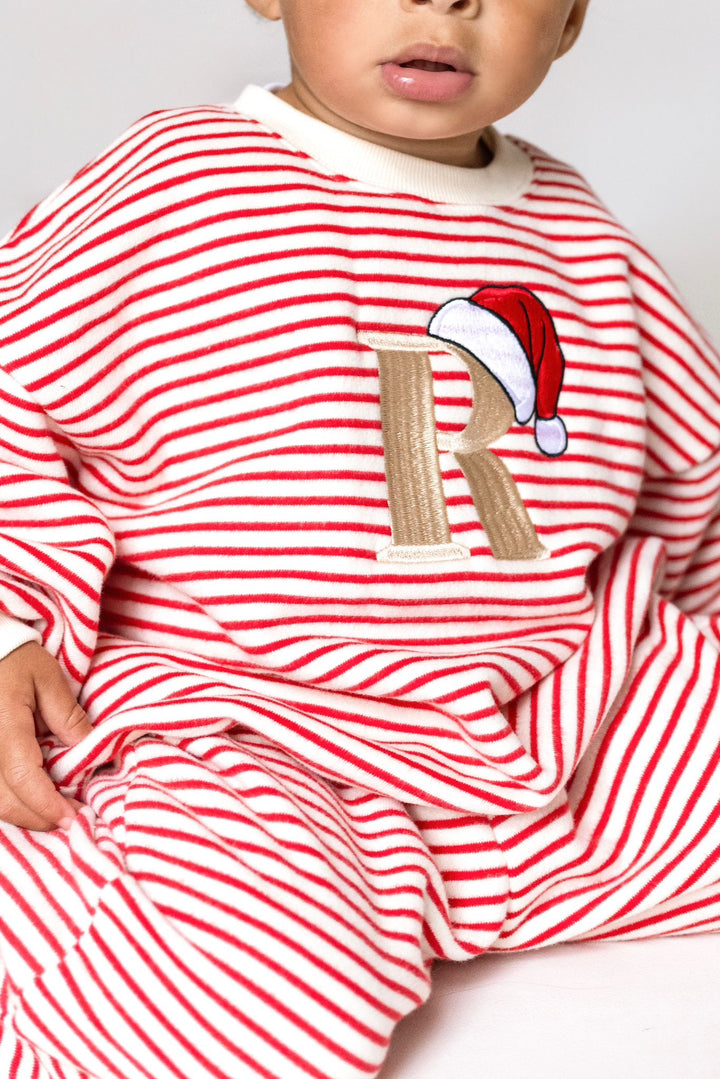 Oversized Santas Hat Stripe Fleece Tracksuit - Embroidered