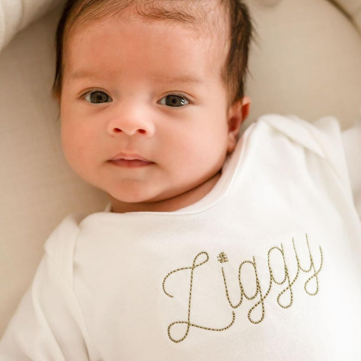 Baby Name Rompersuit - Delicate Embroidered