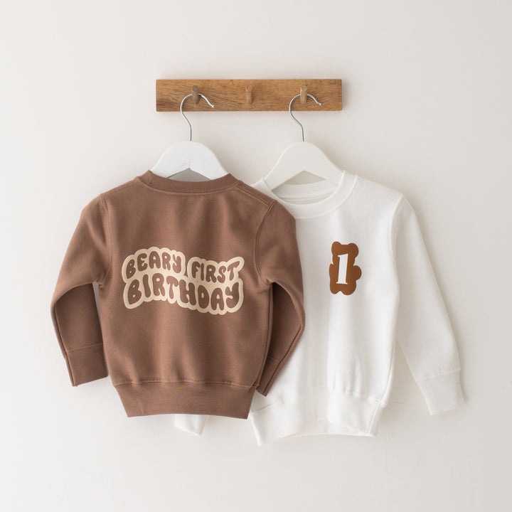 Beary First Birthday Sweatshirt - Bubble print