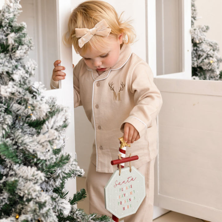 Antler Initial Button up Set - Embroidered