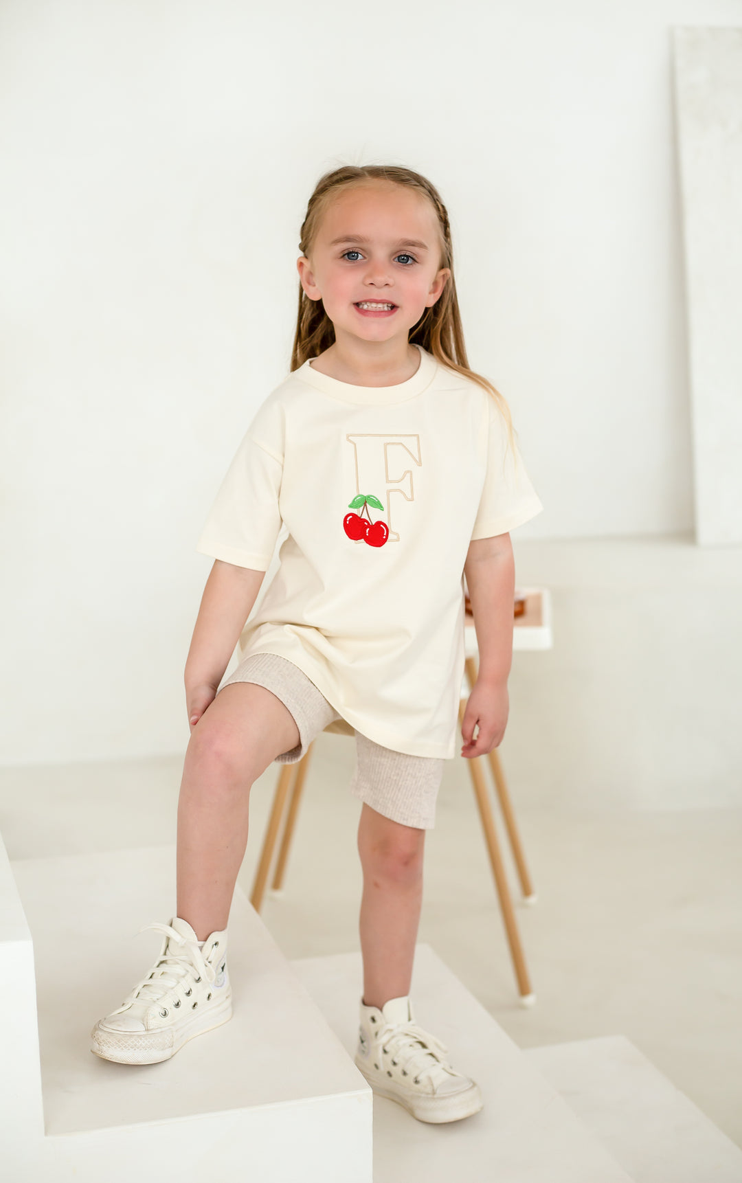 Initial Cherry Tshirt - Embroidered