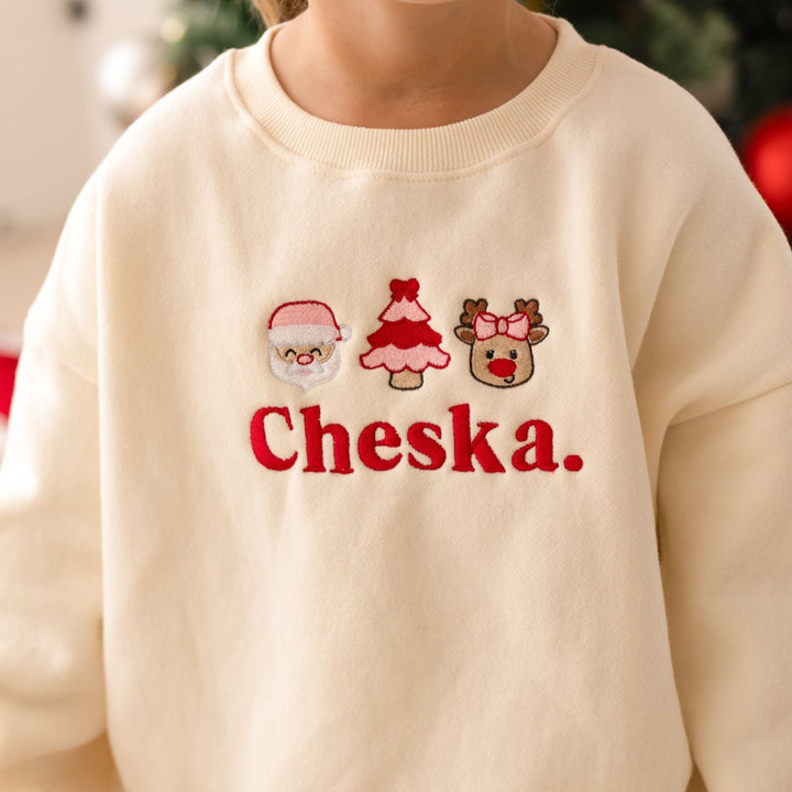 Fleece Vanilla Heart TRIO design Sweatshirt - Embroidered