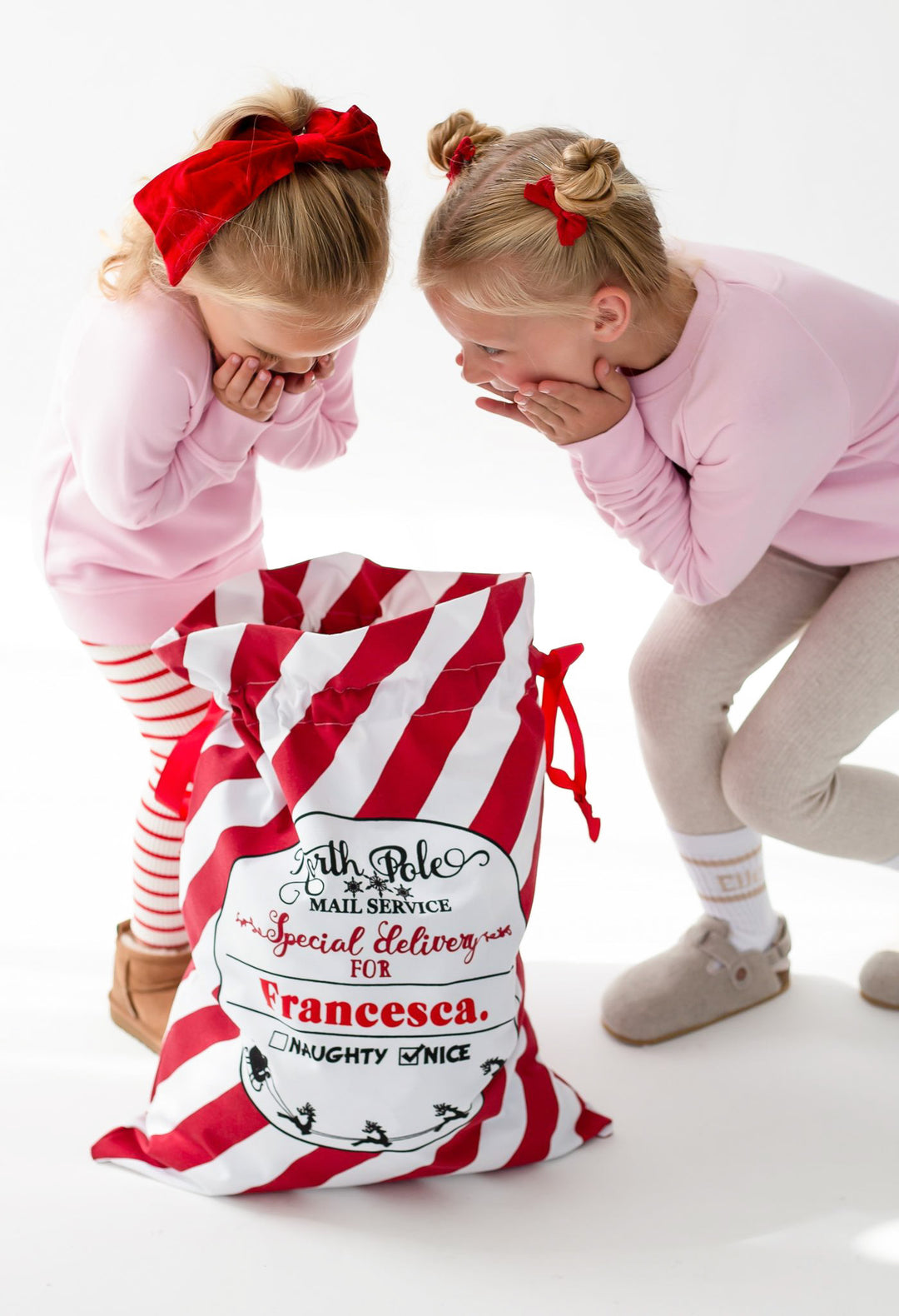 Red Striped Christmas Sack - Print
