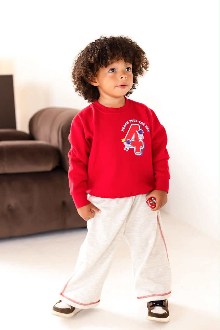 Space Birthday Red Sweatshirt - Print