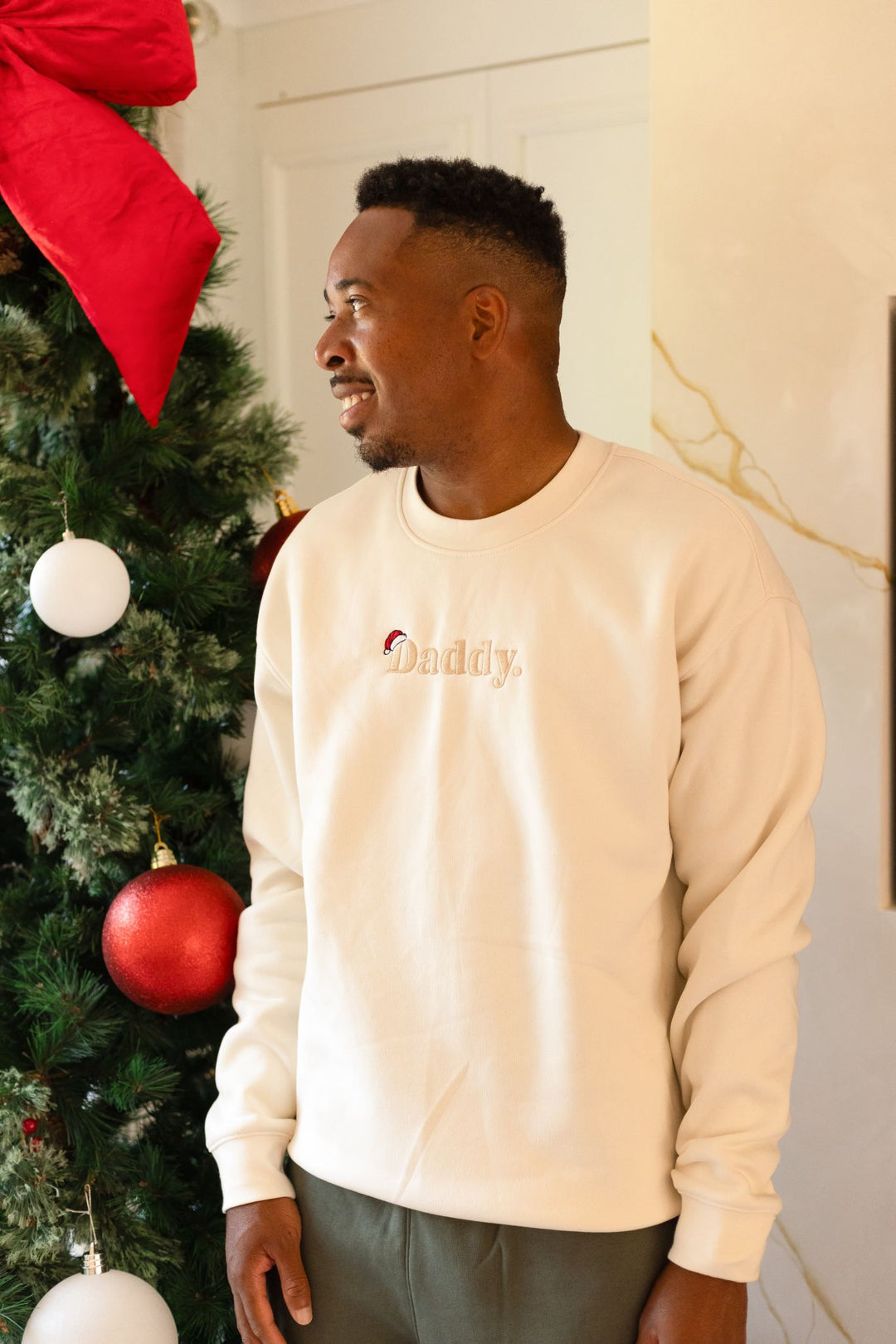 Matching Santa's Hat Family Adult Sweatshirt - Embroidered